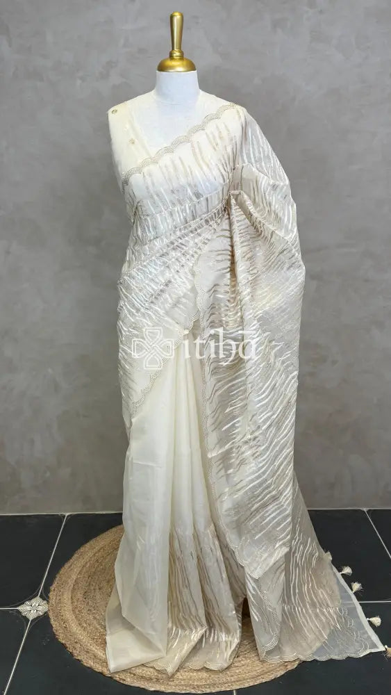 SEMI ORGANZA EMBROIDERY SAREE