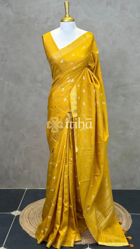SEMI SILK BANARASI SAREE - Yellow