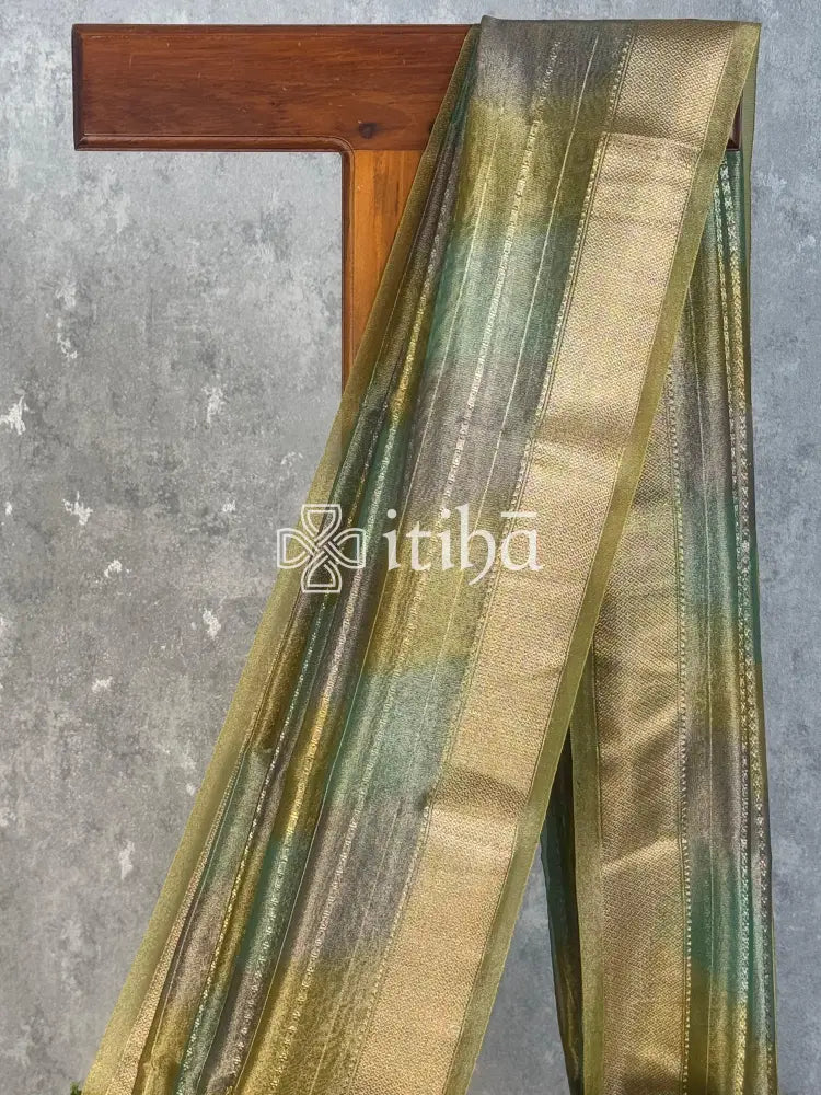 SEMI TISSUE ORGANZA SHADED BANARASI SAREE