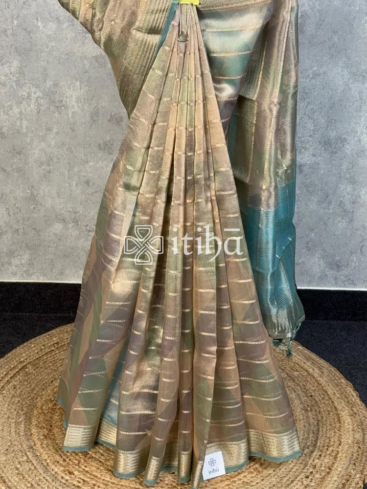 SEMI TISSUE ORGANZA SHADED BANARASI SAREE