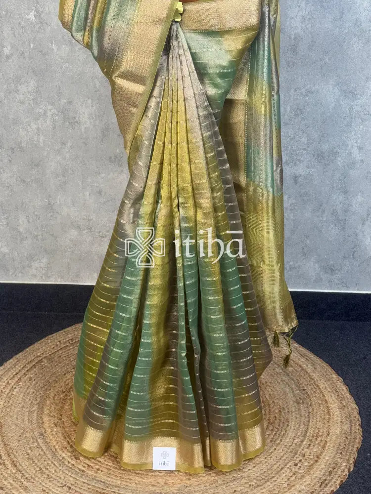 SEMI TISSUE ORGANZA SHADED BANARASI SAREE