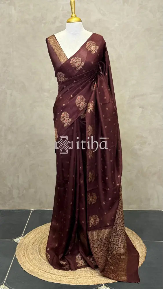 SEMI TUSSAR BANARASI SAREE - Brown