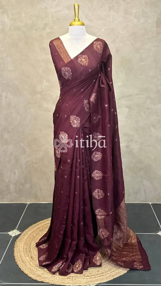 SEMI TUSSAR BANARASI SAREE - Brown