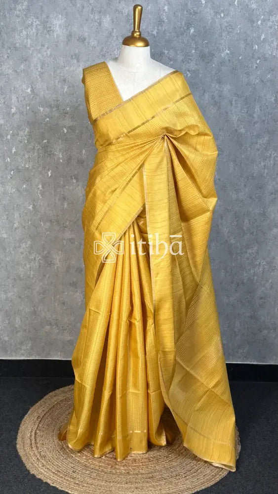 SEMI TUSSAR BANARASI SAREE - mustard yellow