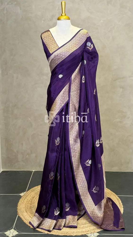 SEMI TUSSAR BANARASI SAREE - VIOLET
