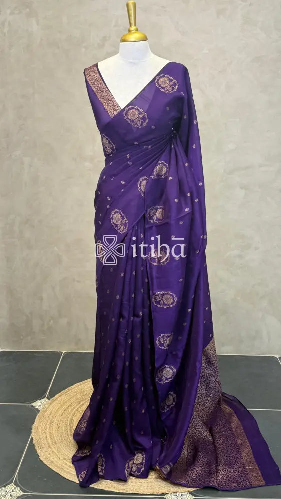 SEMI TUSSAR BANARASI SAREE - VIOLET