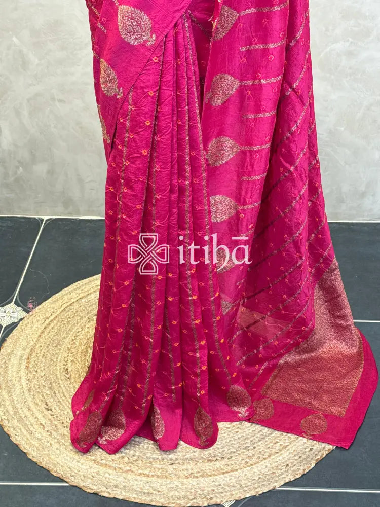 SEMI TUSSAR BHANDHINI BANARASI SAREE
