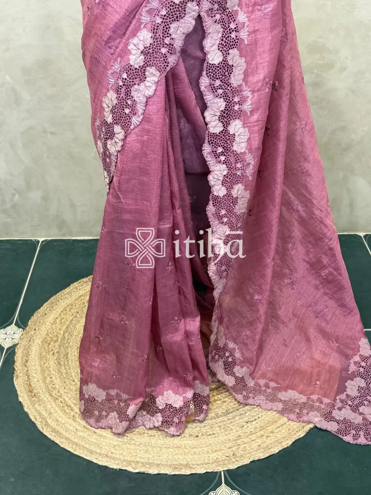 SEMI TUSSAR CUTWORK SAREE