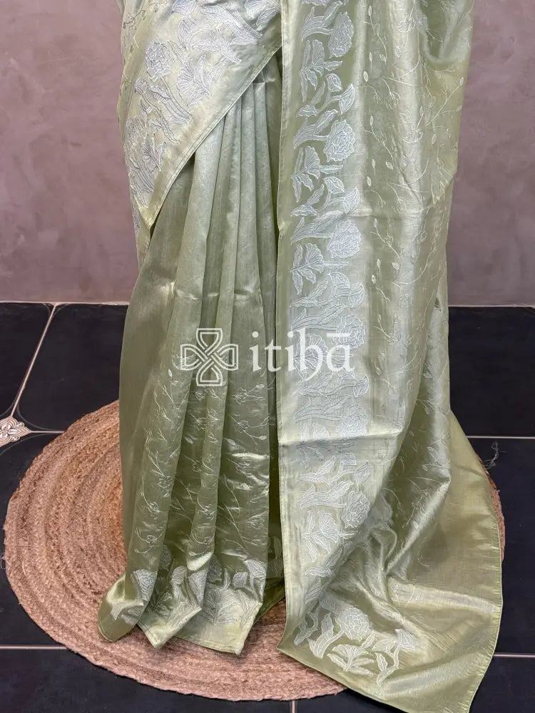 SEMI TUSSAR EMBROIDERY SAREE
