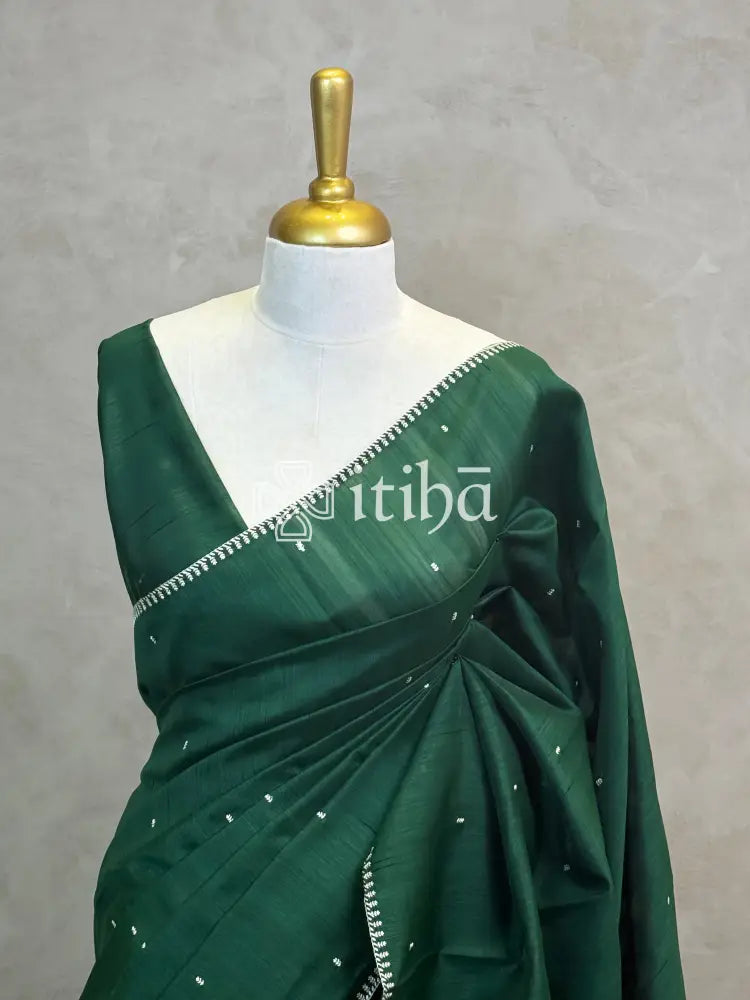 SEMI TUSSAR EMBROIDERY SAREE