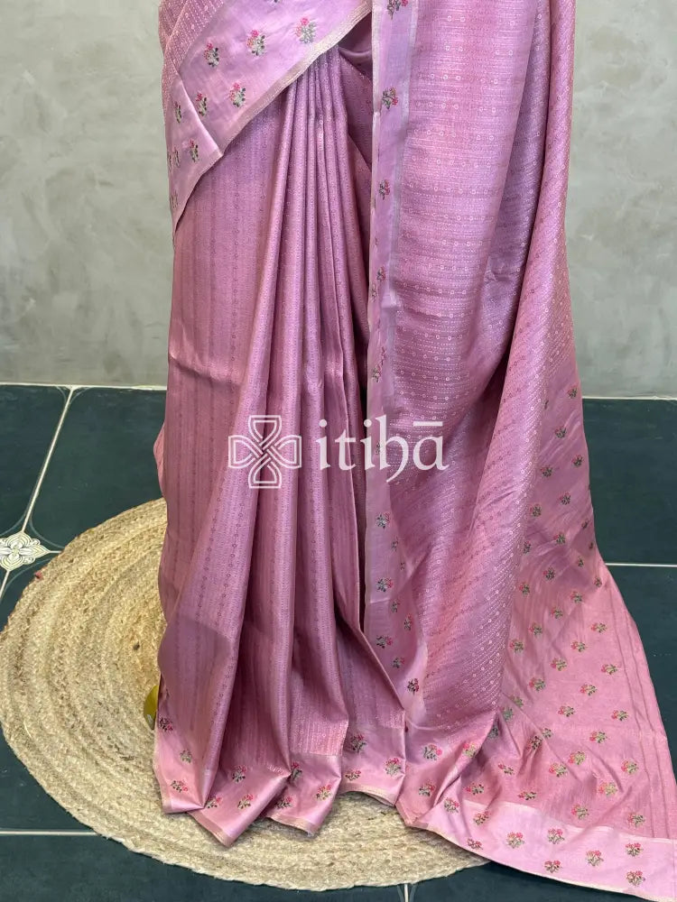 SEMI TUSSAR EMBROIDERY SAREE