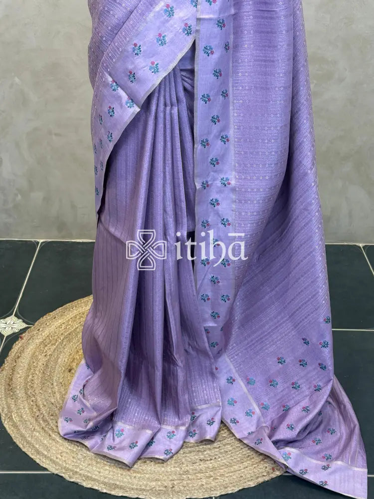 SEMI TUSSAR EMBROIDERY SAREE