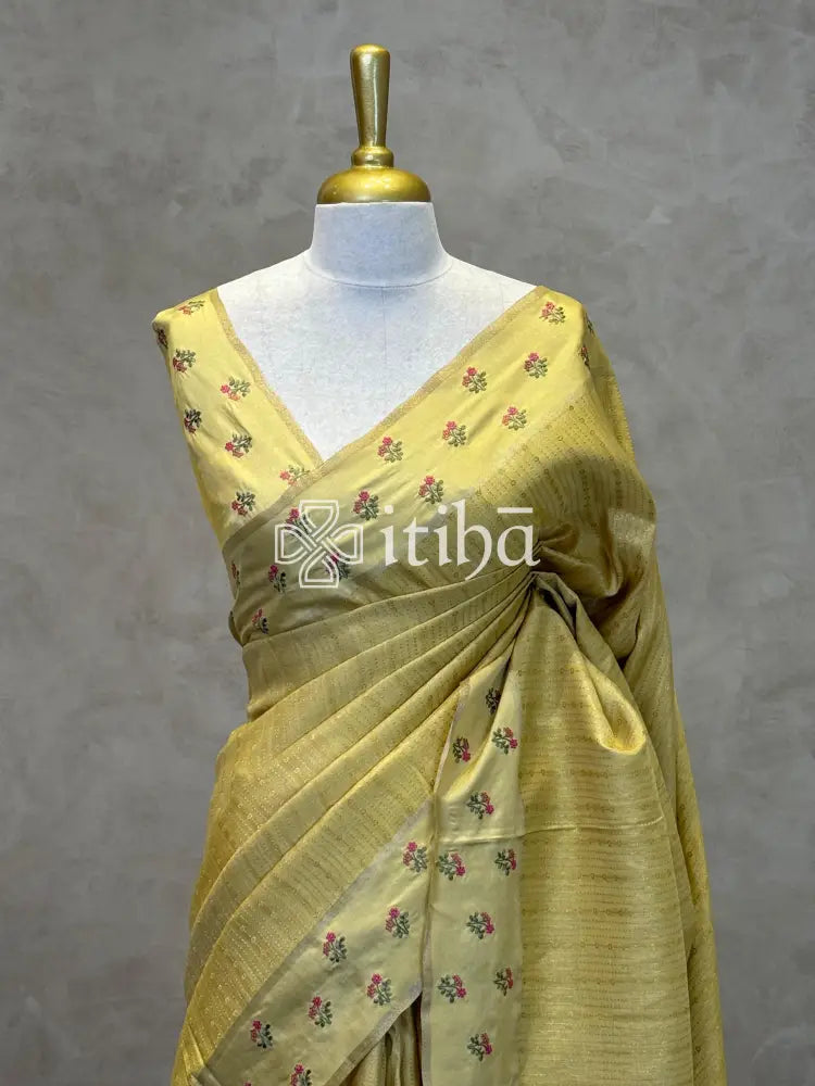 SEMI TUSSAR EMBROIDERY SAREE