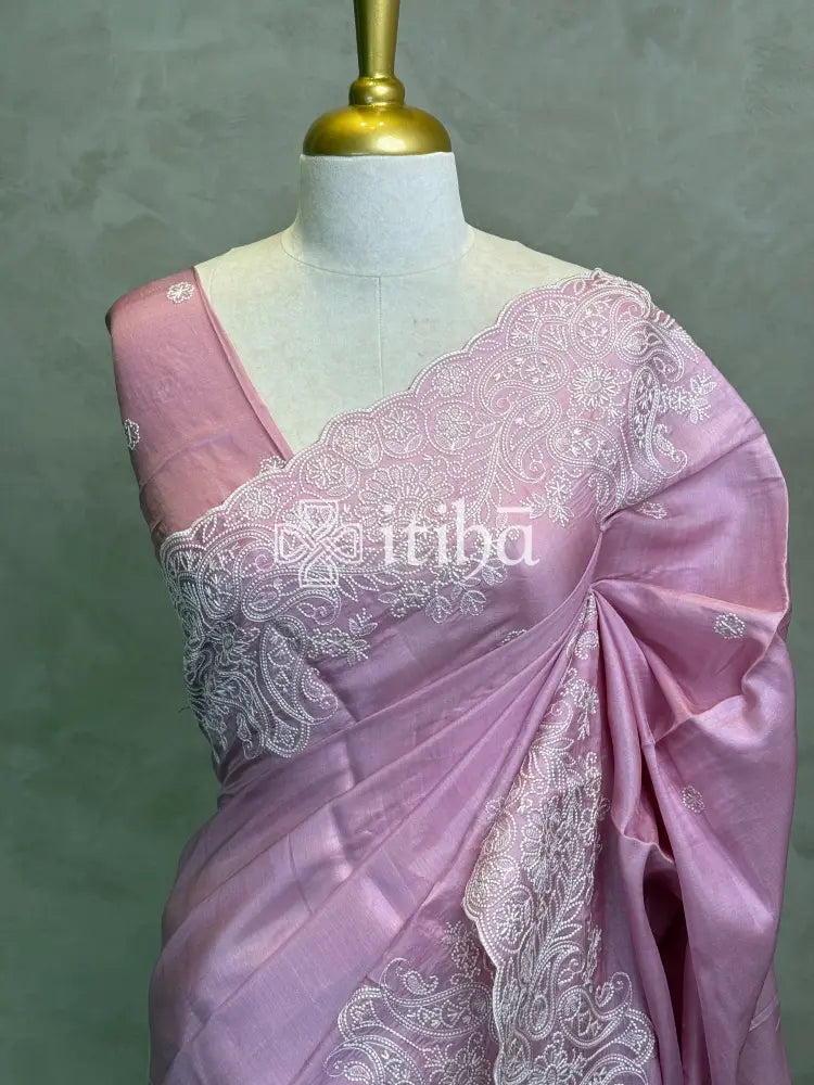 SEMI TUSSAR EMBROIDERY SAREE