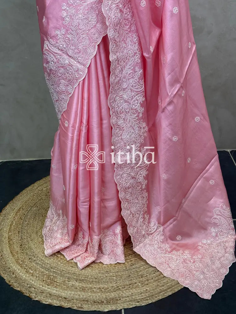 SEMI TUSSAR EMBROIDERY SAREE