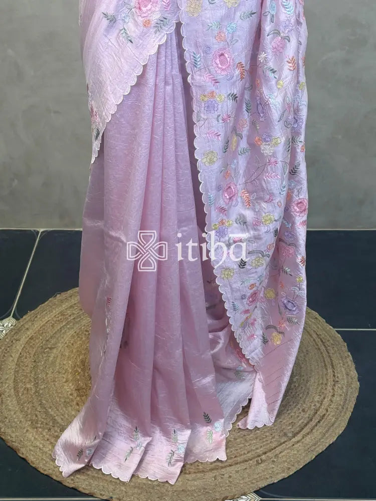 SEMI TUSSAR EMBROIDERY SAREE