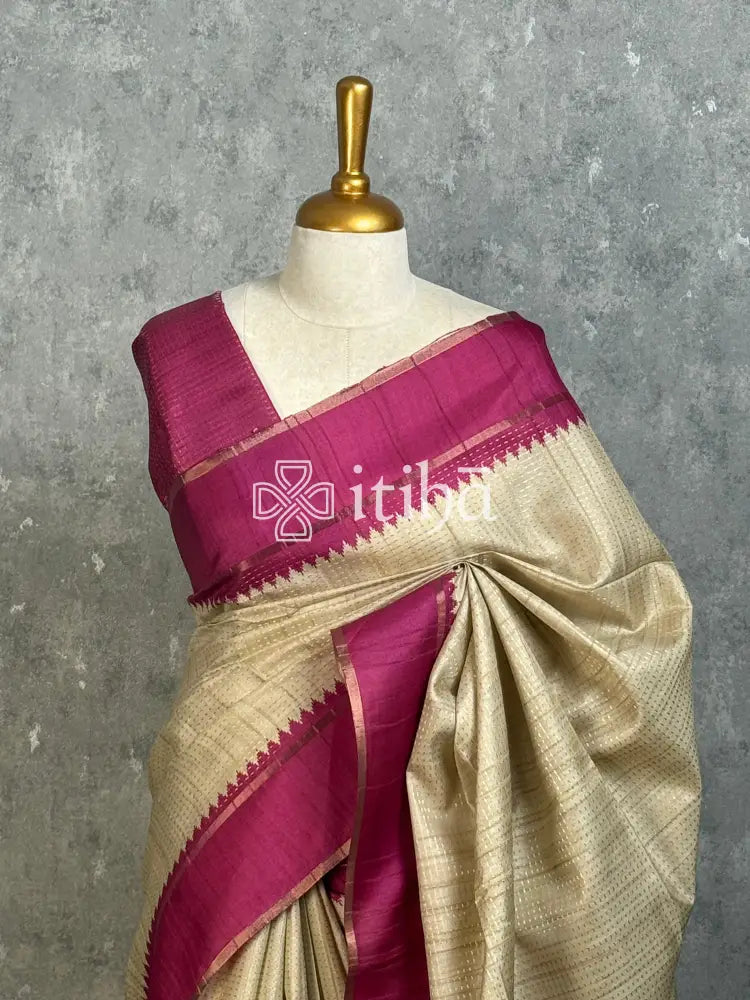 SEMI TUSSAR KANTHA WORK BANARASI SAREE