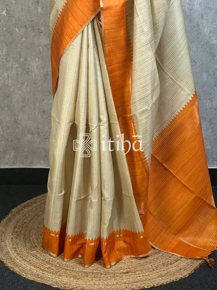 SEMI TUSSAR KANTHA WORK BANARASI SAREE