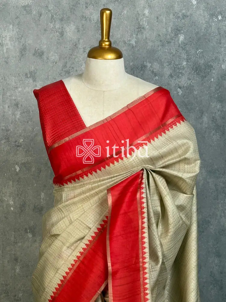 SEMI TUSSAR KANTHA WORK BANARASI SAREE