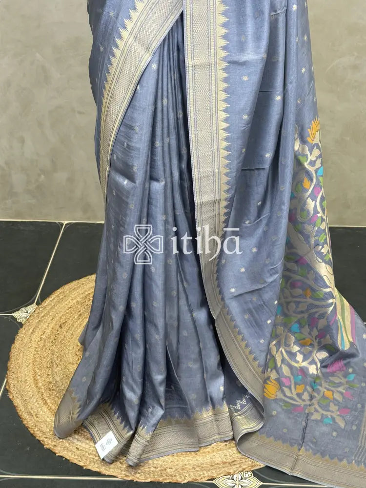 SEMI TUSSAR MEENAKARI BANARASI SAREE
