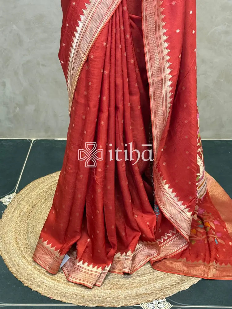 SEMI TUSSAR MEENAKARI BANARASI SAREE