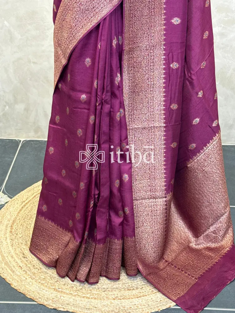 SEMI TUSSAR MEENAKARI BANARASI SAREE