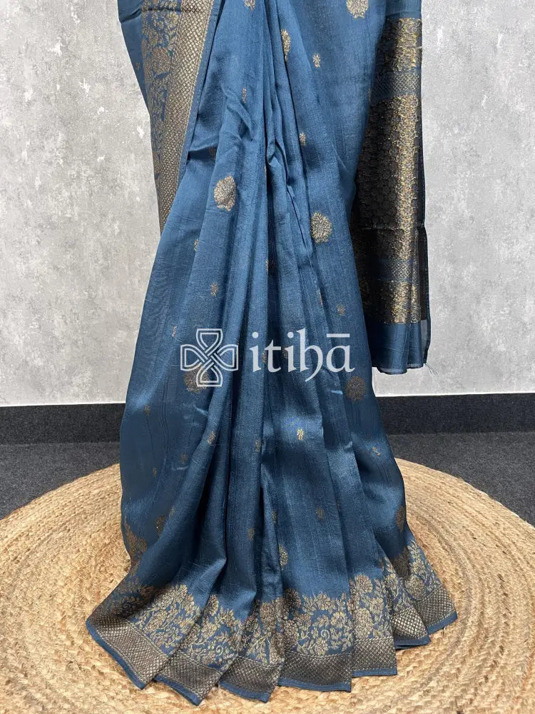 SEMI TUSSAR RAW SILK BANARASI SAREE
