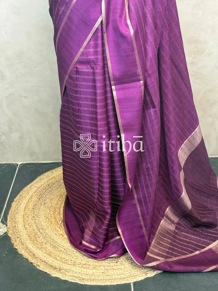 SEMI TUSSAR SAREE - Purple