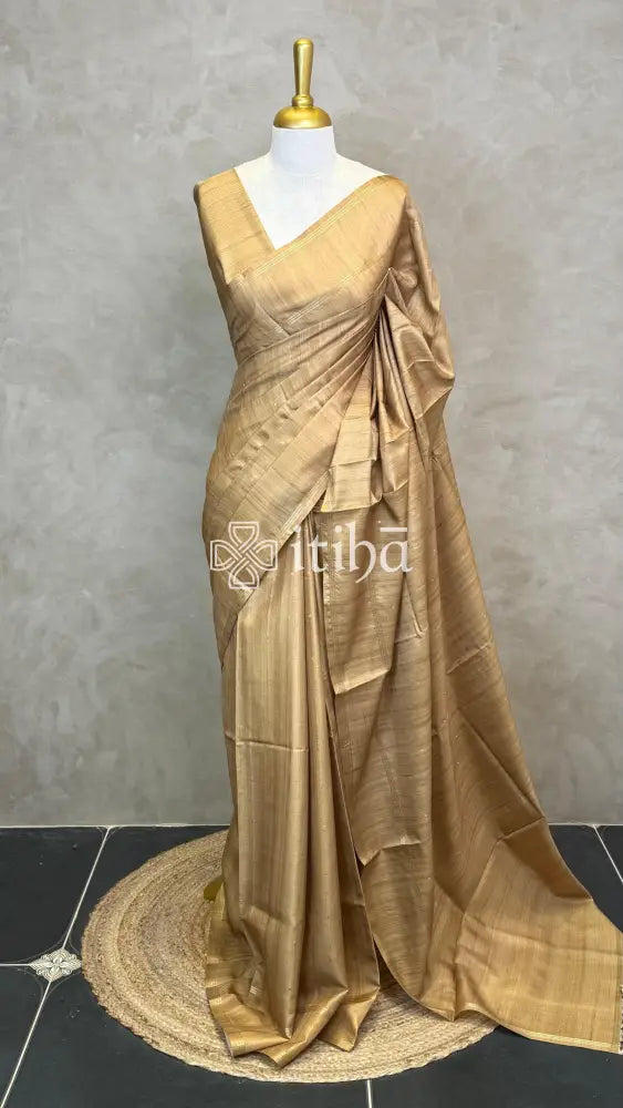 SEMI TUSSAR SAREE - Beige