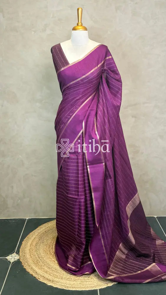 SEMI TUSSAR SAREE - Purple