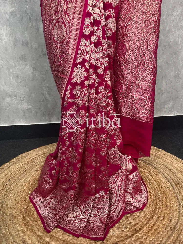 SILK GEORGETTE GOLD ZARI BANARASI SAREE