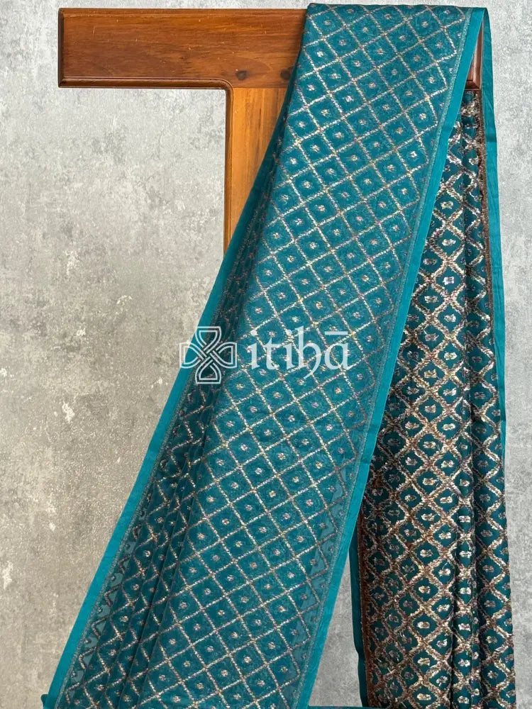 SILK ORGANZA ANTIQUE BANARASI SAREE