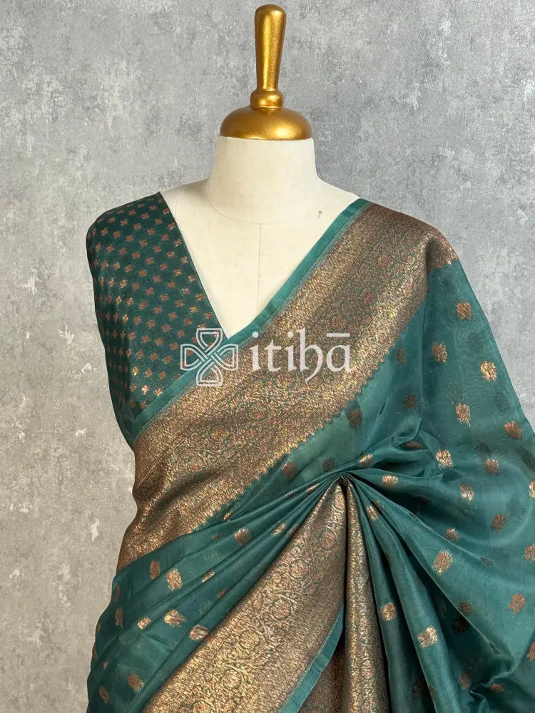 SILK ORGANZA ANTIQUE BANARASI SAREE