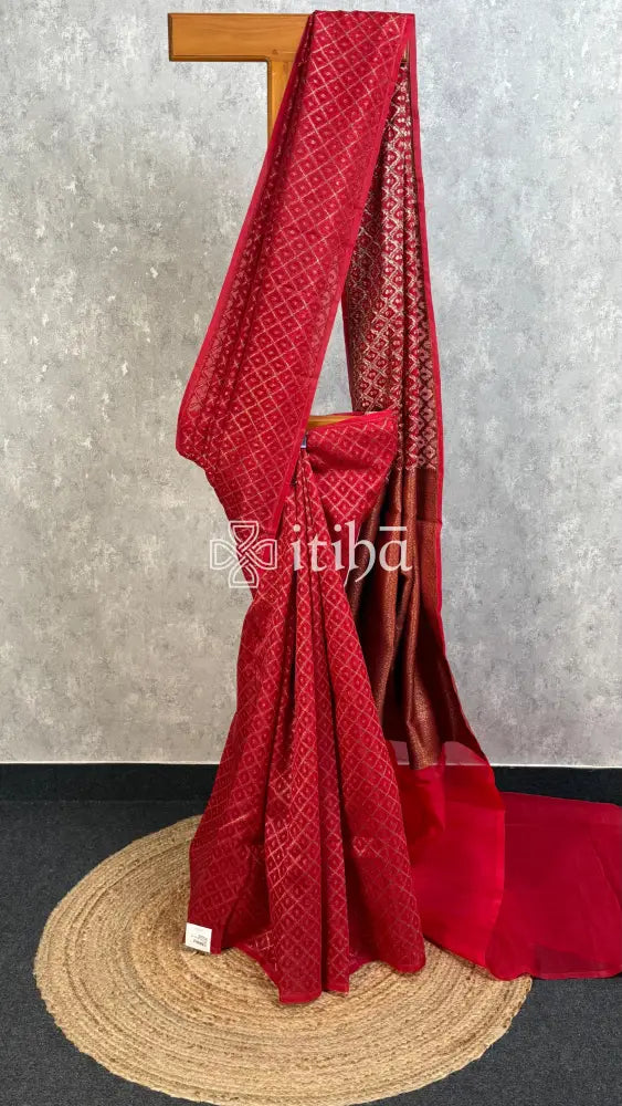 SILK ORGANZA ANTIQUE BANARASI SAREE