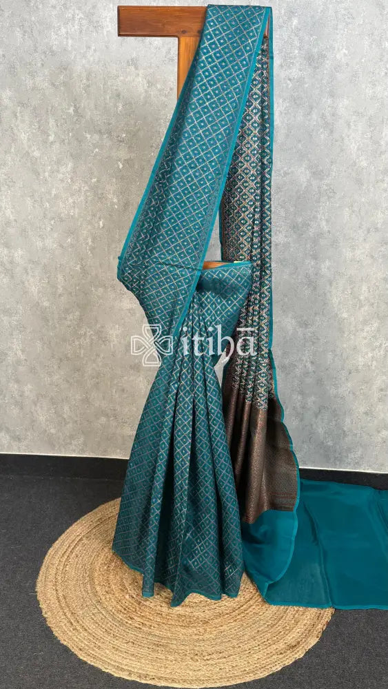 SILK ORGANZA ANTIQUE BANARASI SAREE