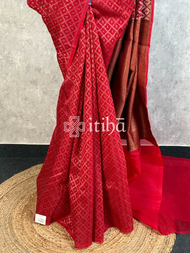 SILK ORGANZA ANTIQUE BANARASI SAREE
