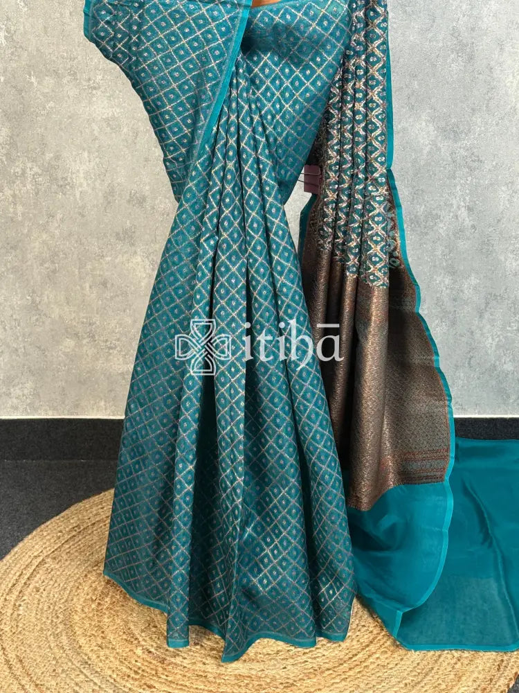 SILK ORGANZA ANTIQUE BANARASI SAREE