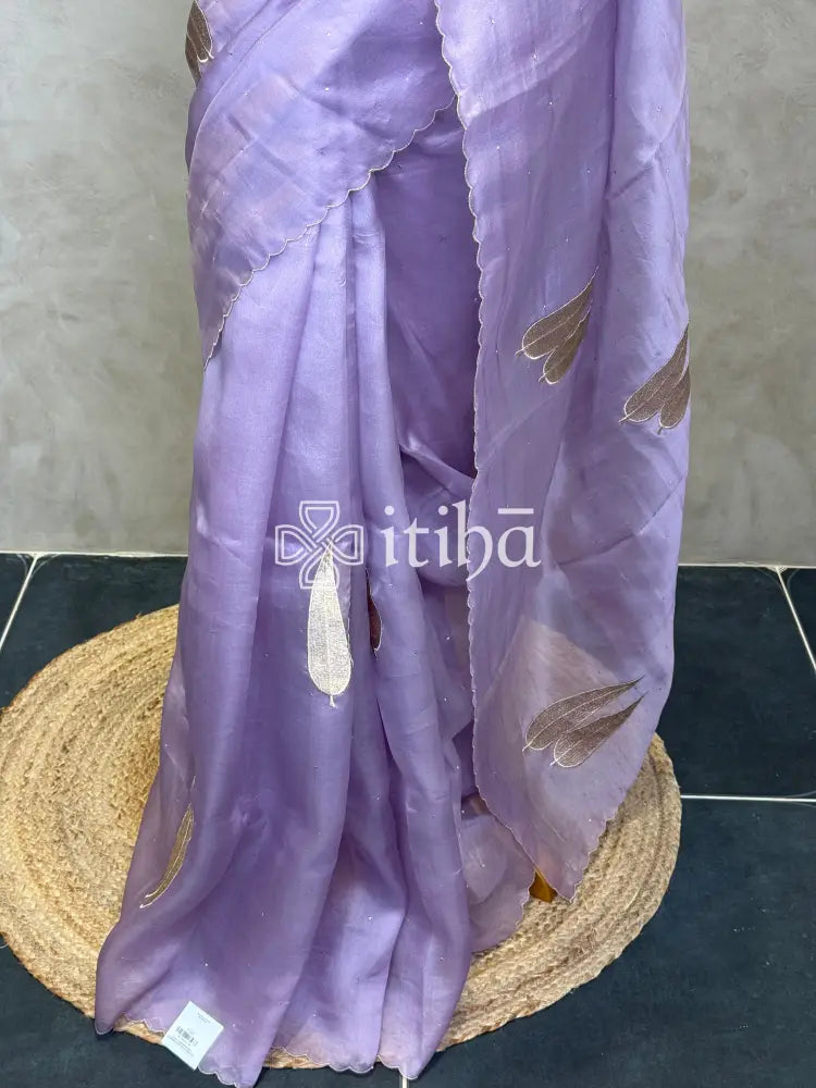 SILK ORGANZA APPLIQUE EMBROIDERY SAREE