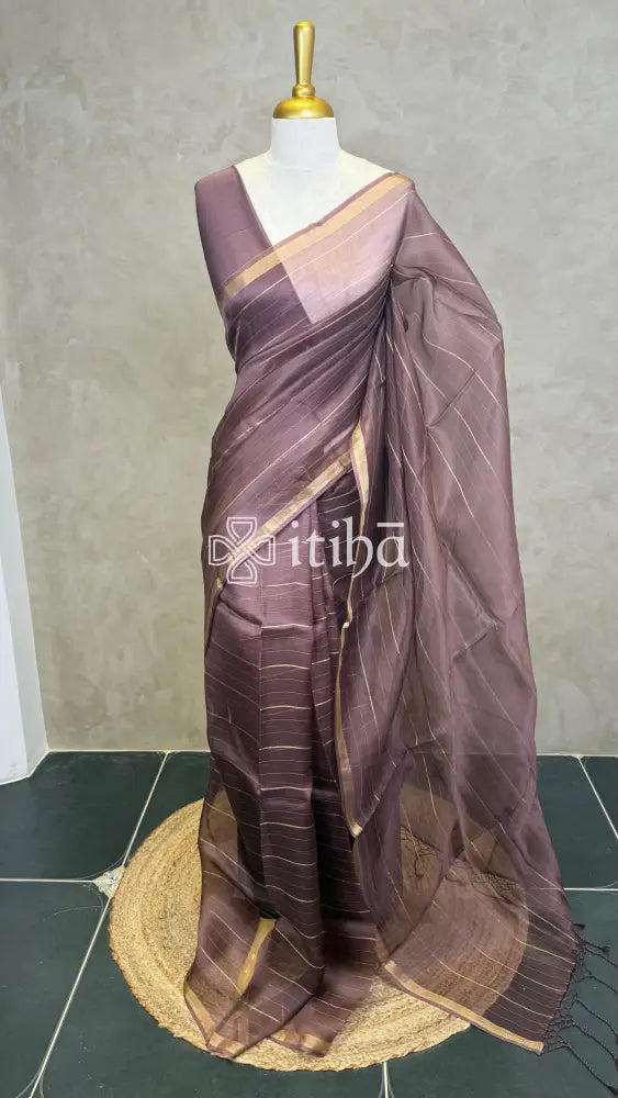 SILK ORGANZA BANARASI SAREE - WINE PURPLE
