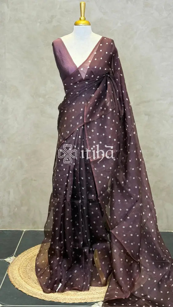 SILK ORGANZA BANDHINI BANARASI SAREE