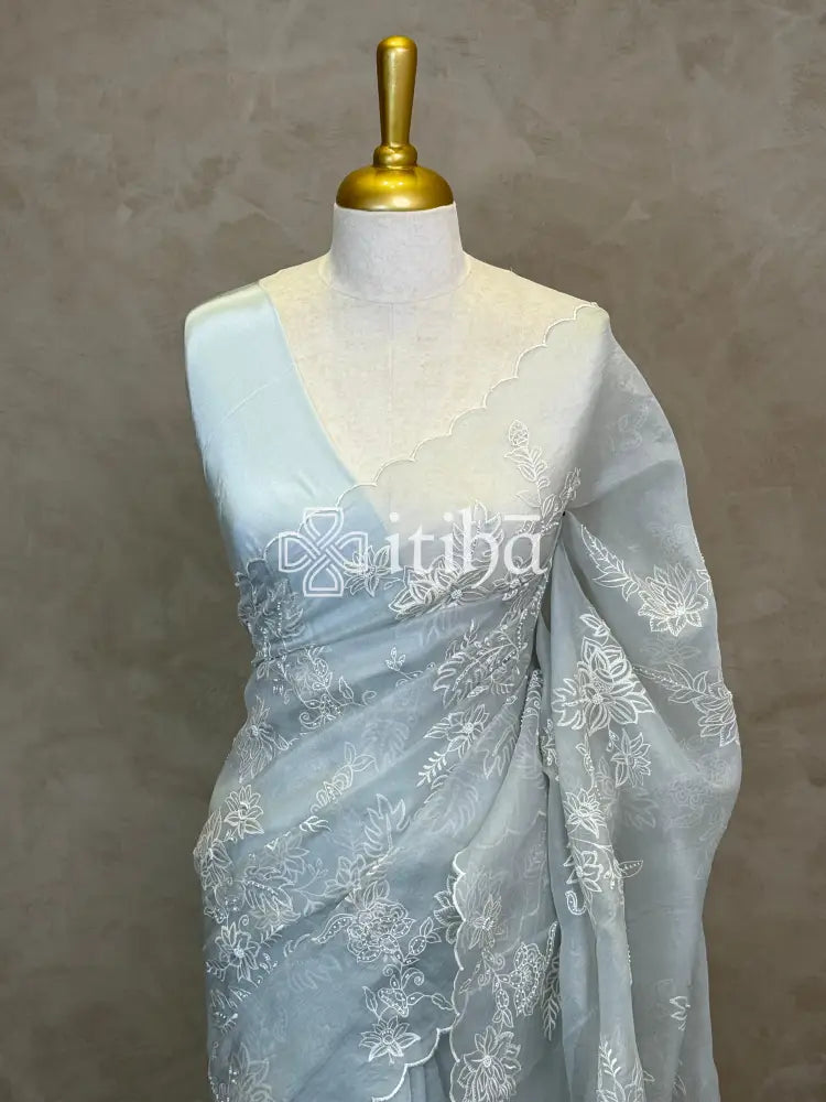 SILK ORGANZA EMBROIDERY SAREE
