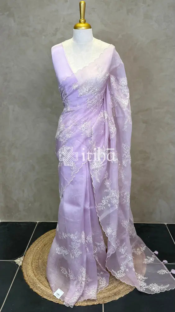 SILK ORGANZA EMBROIDERY SAREE