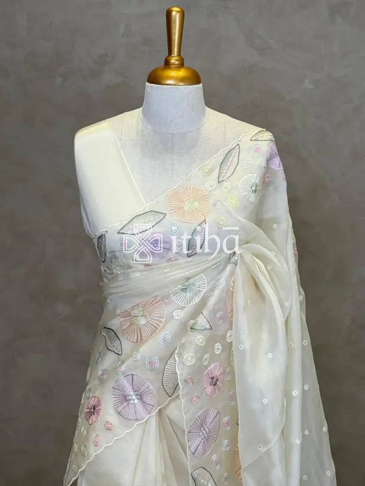 SILK ORGANZA EMBROIDERY SAREE