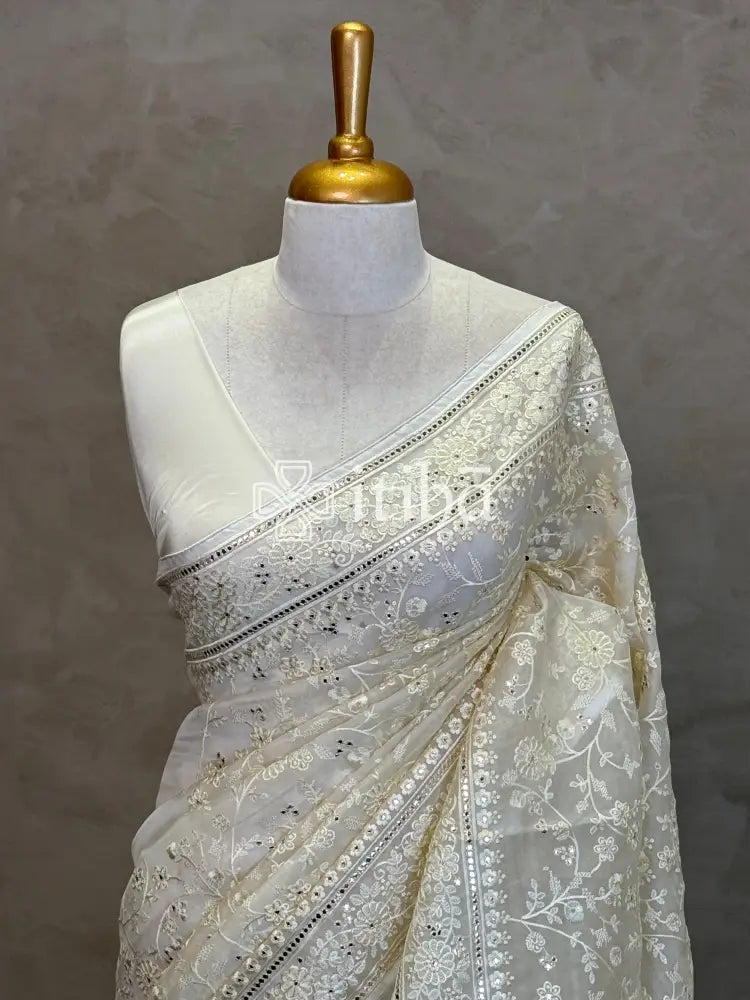 SILK ORGANZA EMBROIDERY SAREE