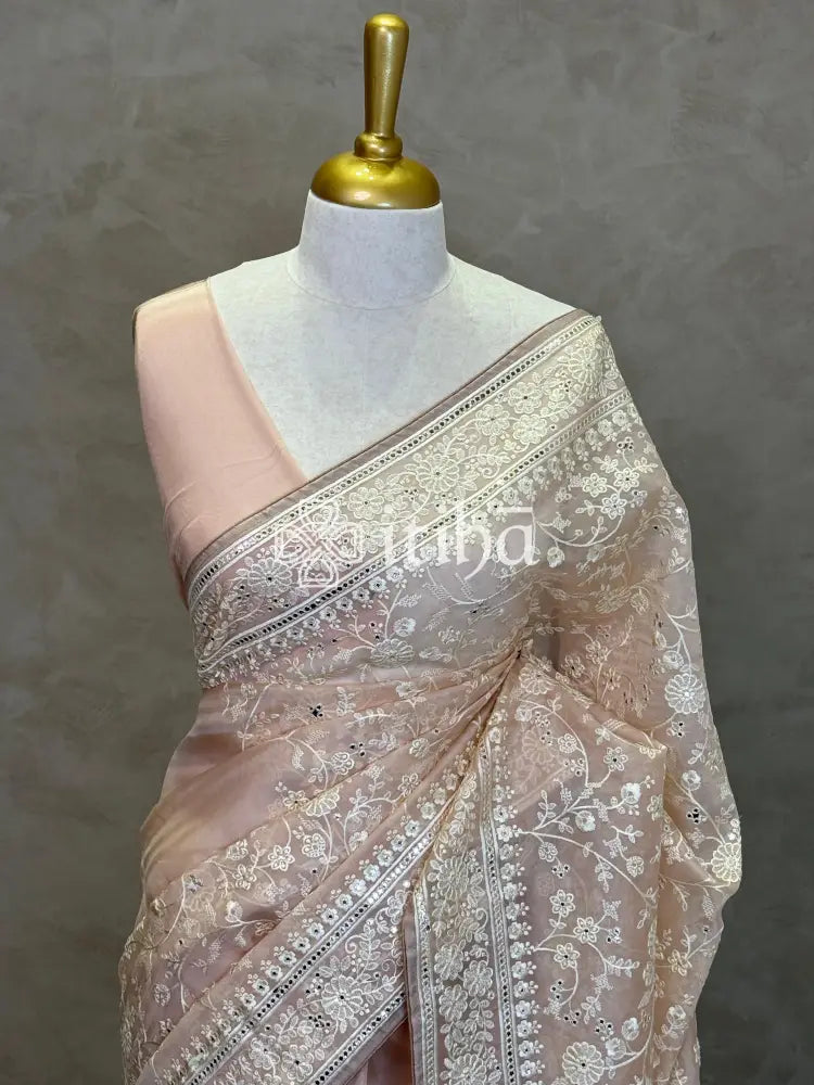 SILK ORGANZA EMBROIDERY SAREE