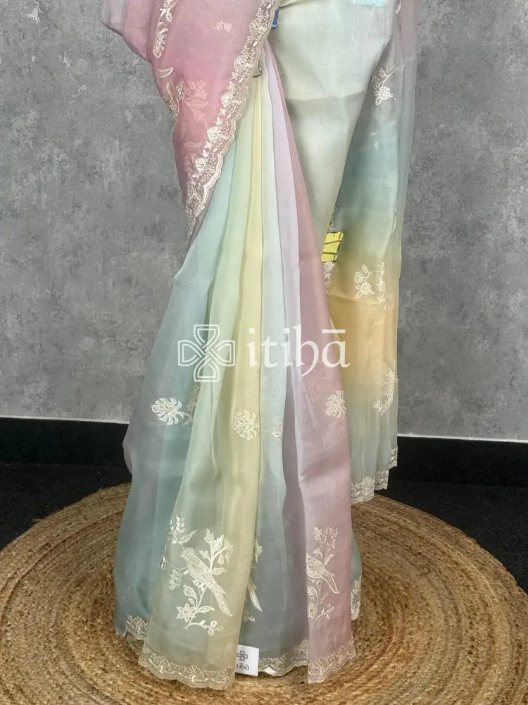 SILK ORGANZA EMBROIDERY SAREE