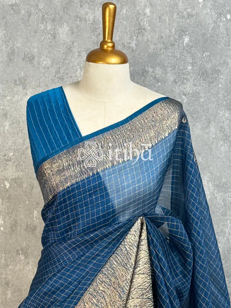 SILK ORGANZA ZARI CRUSH BANARASI SAREE