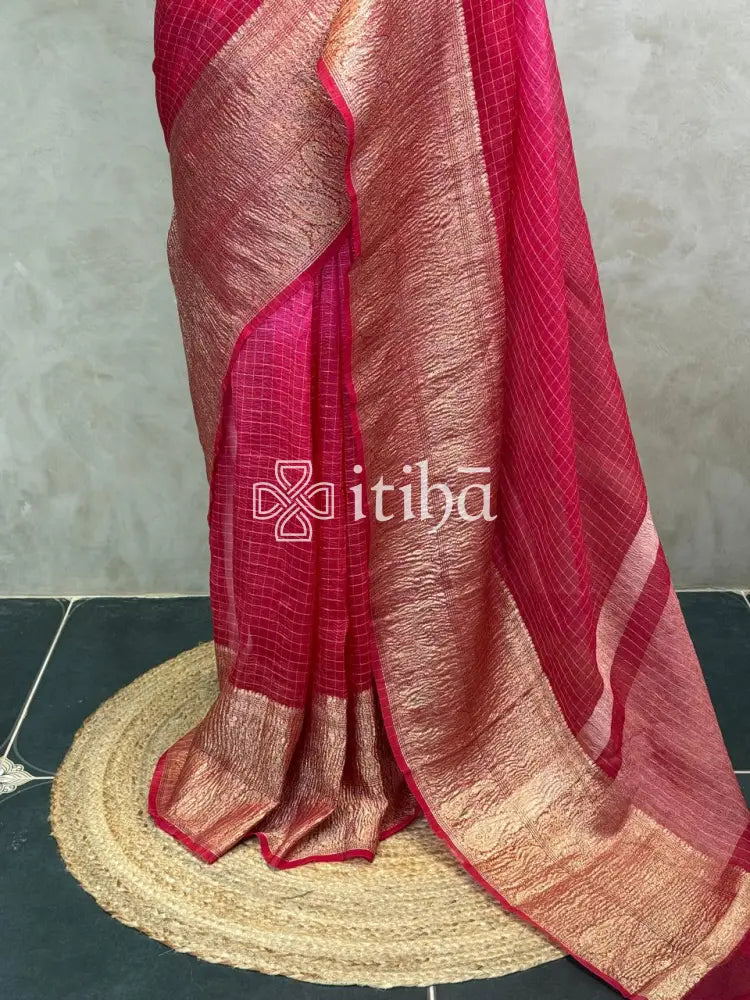 SILK ORGANZA ZARI CRUSH BANARASI SAREE