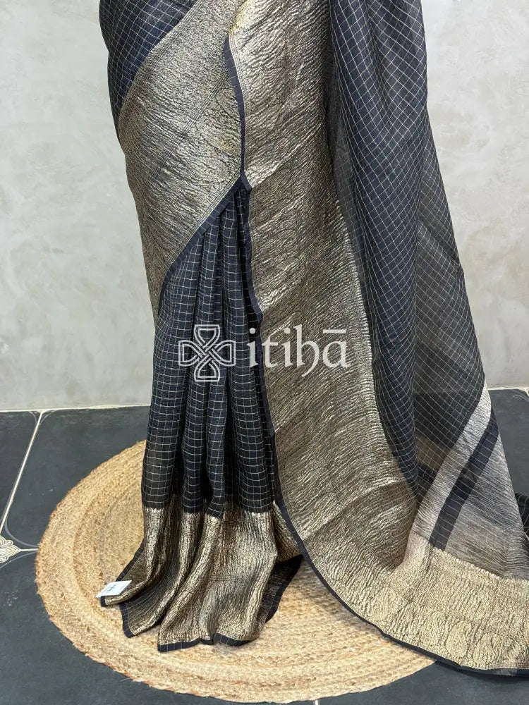 SILK ORGANZA ZARI CRUSH BANARASI SAREE