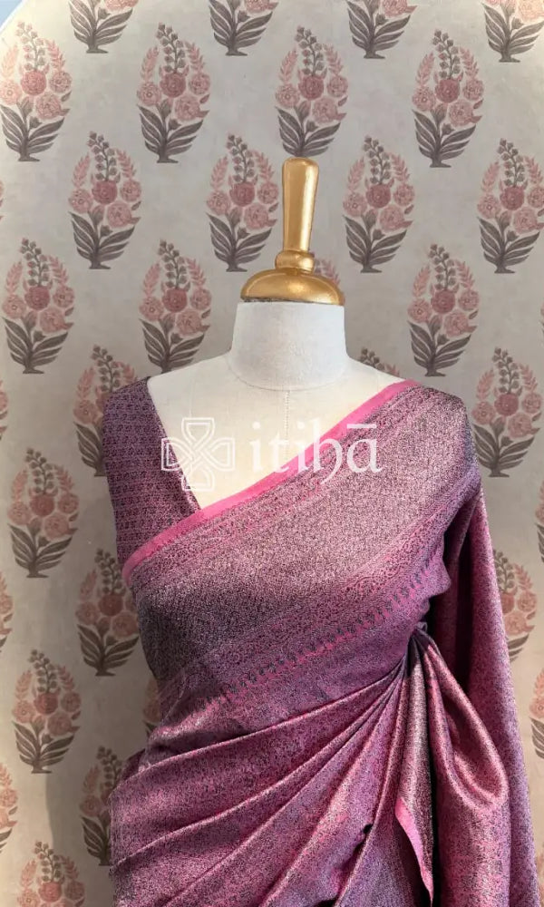SOFT KATAN SILK GREY ZARY BANARASI SAREE